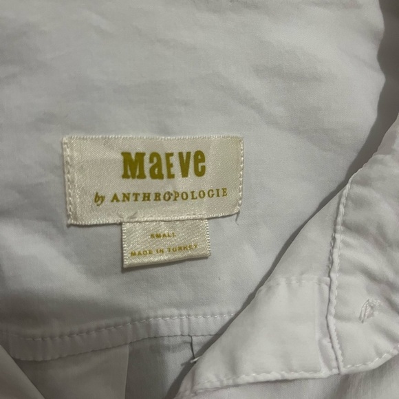 Maeve by Anthropologie White Cap Sleeve Button Down Blouse. Small - Picture 4 of 6